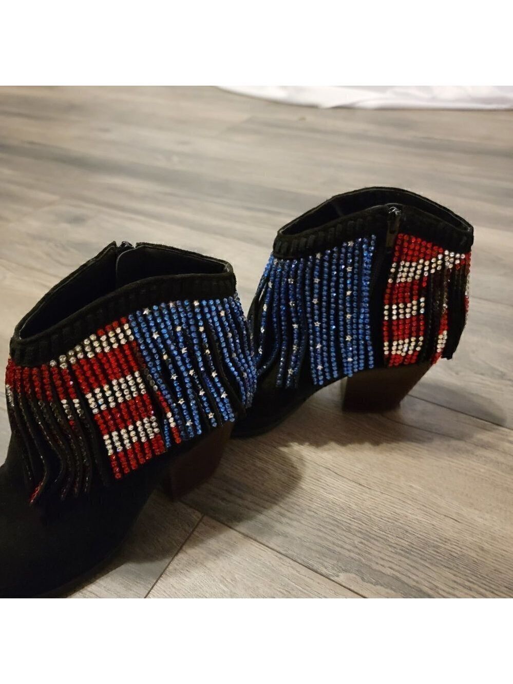 Custom Gianni Bini Rhinestone Flag Boots.  Size 9